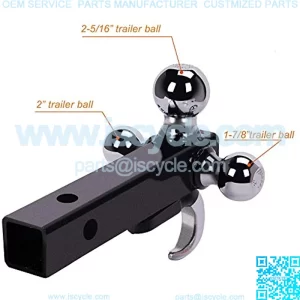 Tri-Ball Hitch with Hook Trailer Hitch Ball Receiver Mount 1 7/8" 2" 2 5/16" Tow