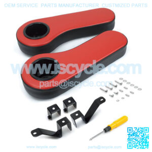 Universal Custom Colors Rear Arm Rest Set with Cup Holder - Red