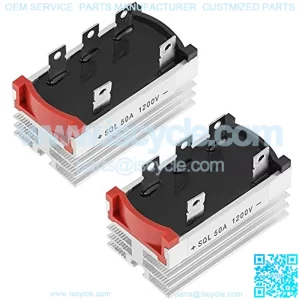 3 Phase Bridge Rectifier, 50 Amp 1200V AC to DC High Power Rectifier Silicon Full Wave Diode 5 Terminal Rectifier Module with Heatsink