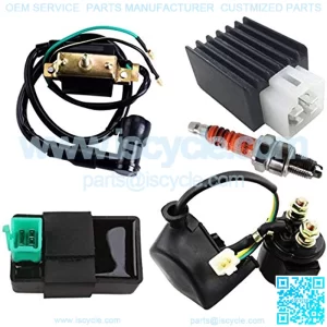 CDI Box Ignition Coil 5 Pin Regulator Rectifier Relay Spark Plug for Kazuma Meerkat 50cc Falcon 70cc 90cc 110cc Taotao Roketa Coolster 110CC ATV 3050B by Lucky Seven