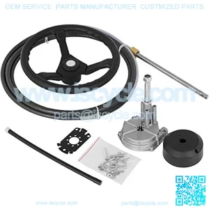 Outboard Steering System 10' Boat Steering Cable 10 Feet Marine Steering System 3/4'' Shaft with 13.5 Inch Wheel for Yachts and Waterborne Vehicles