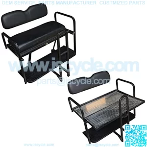 Performance Plus Carts Club Car Precedent Golf Cart Rear Flip Back Seat Kit - Factory Black