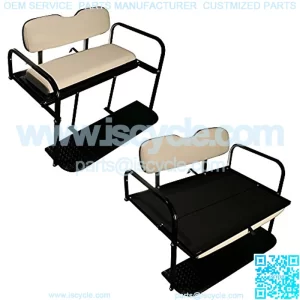 Performance Plus Carts TXT Golf Cart Rear Flip Folding Back Seat Kit, 1995 and Up - All Factory Colors (Oyster White Cushions)