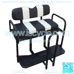 Rear Seat Flip Seat Kit - Black & White Two Tone (w/ Front Seat Cover + FREE Grab Bar)