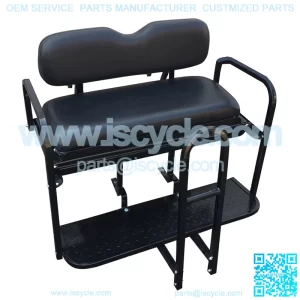 Yamaha Drive (G29) Golf Cart Rear Seat Kit - BLACK (Flip Seat w/ Cargo Bed & FREE Grab Bar)