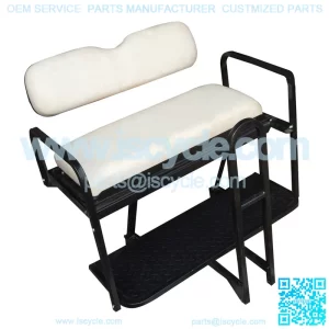 Precedent Golf Cart Rear Seat Kit - WHITE (Flip Seat w/ Cargo Bed & Free Grab Bar)