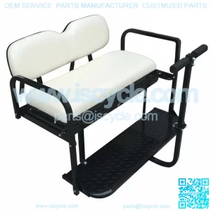 Yamaha G14 / G16 / G19 / G22 Golf Cart Rear Seat Kit - IVORY (Matches Factory front seats) - Flip Seat w/ Cargo Bed & FREE Grab Bar