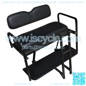 Precedent Golf Cart Rear Seat Kit - BLACK (Flip Seat w/ Cargo Bed & Free Grab Bar)