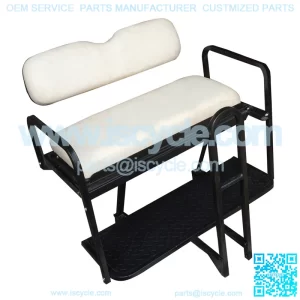 Precedent Golf Cart Rear Seat Kit - PURE WHITE (Flip Seat w/ Cargo Bed & Free Grab Bar)