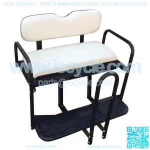 Golf Cart Rear Seat Kit - Pure WHITE (Flip Seat w/ Cargo Bed & FREE Grab Bar)