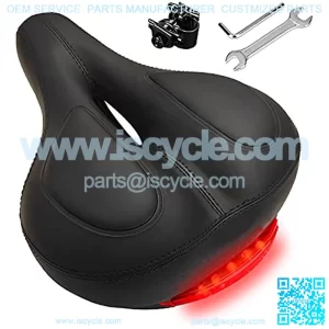 Bike Seat, tBicycle Saddle with Taillight Memory Foam Waterproof, Universal Fit, Dual Shock Absorbing Ball