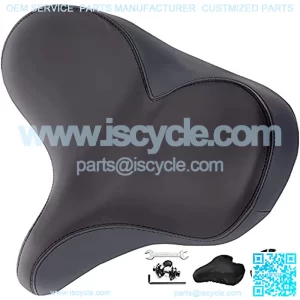 Bike Seat - Oversize Bicycle Saddle - Extra Wide Replacement Universal Fit Indoor Outdoor Padded Memory Foam
