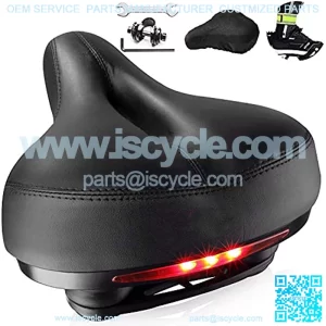 Bike Seat - Most Memory Foam Waterproof Bike Saddle, Universal Fit, Shock Absorbing Including Mounting Wrench - Allen Key - Reflective Band and Waterproof Protection Cover