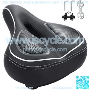 Wide Bike Seat, Beach Cruiser Seat Bike Seats for Men Women-Dual Shock Absorbing Soft Memory Foam Bicycle Seat, Universal Replacement Bike Saddle for Indoor and Outdoor Bikes