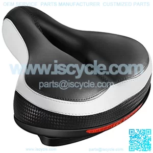 Bike Seat, Oboobmi Bicycle Saddle for Men Women, Bike Cushion Replacement with Padded Memory Foam Shock Absorbing Ball Reflective Stripe for Indoor Outdoor Bikes