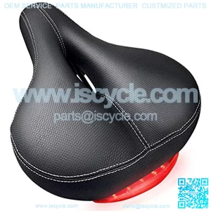 Bike Seat, Bicycle Seat for Women Man , Soft Memory Cotton Filled Bicycle Saddle, Tail Lights, Waterproof, Dual Spring Suspension, Shock Absorbing, Suitfor Most Bicycle