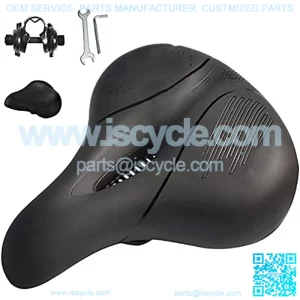 tBike Seat Cushion for Men and Women, Wide Memory Foam Bicycle Saddle, Dual Shock Absorbing Bike Seat, Universal Fit for Mountain Bike, Indoor Outdoor Bike with Bike Seat Cover
