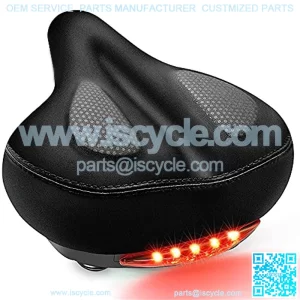 Wide Bike Seat, ComfortGel Bicycle Saddle Cushion with Taillight Bicycle Seat for Women Men Replacement Dual Shock Spring Suspension, Absorbing Ball Soft Memory Foam, Indoor&Outdoor