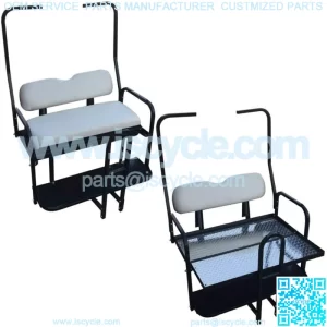 Club Car DS Golf Cart Flip Folding Rear Back Seat Kit Diamond Plate - Off White