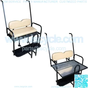 Yamaha G14,G16,G19 Golf Cart Flip Folding Rear Seat Kit with Diamond Plate - Tan