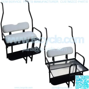 Club Car DS Golf Cart Flip Folding Rear Seat Kit Diamond Plate Deck - Off White