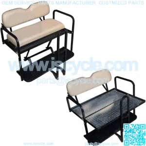 EZGO RXV 2008-2015 Golf Cart Flip Folding Rear Back Seat Kit Diamond Plate-Stone