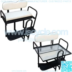 EZGO TXT T48 Golf Cart Rear Flip Back Seat Kit - Off White (Fits 2014-Up)