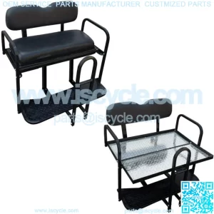 Yamaha Drive G29 Golf Cart Flip Folding Rear Back Seat Kit -Black Cushions