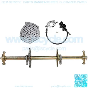 Axle Kit with Chain Sprocket Brake Master Cylinder Assembly and Chain & Sprocket for Go Kart Quad Trike Golf Carts