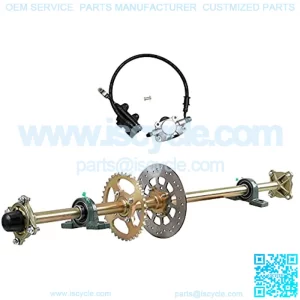 44" Go Kart Rear Axle Shaft Kit with Chain Sprocket Brake Disc Pillow Block Wheel Hub and Brake Master Cylinder for ATV Quad Golf Cart