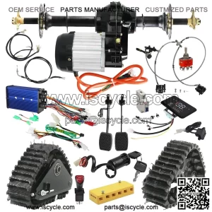 72V 1500W Differential Motor Rear Axle Kit with Snow Sand Tracks for Electric ATV Golf Cart Go Kart