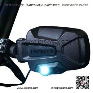 Side View Mirror with Dual-Mode LEDs for 1.75-Inch Round Tube