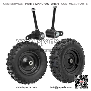 2-Pack of 4.10-6 Off-Road Wheel Tire, Rim, and Spindle for Mini-Bikes and Lawn Go Karts.
