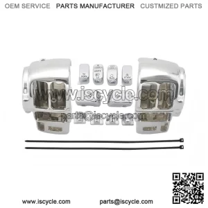 Chrome Hand Control Switch Housing Cover & 10x Button Cap ?C for Harley Touring 96-13