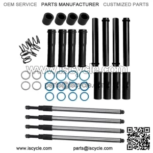 Adjustable Pushrods & Black Push Rod Covers Kit ?C for Harley Twin Cam 99-17