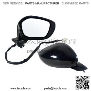 Right Passenger Side Mirror Fits 2022-2026 Honda Civic Sedan/Hatchback, Power Glass, Heated, Blind Spot Detection, Manual Folding, Match to Crystal Black Pearl, Replace HO1321351 (7 Pins)