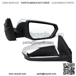 Right Passenger Side Mirror Compatible With 2018-2024 Chevy Equinox, Manual Folding, Power Glass, Heated, Chrome, Replace # 84225383 (5 Pins)