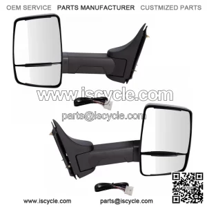 2pc Tow Mirror, Power, Textured Black Set LH RH Sides for GM Cutaway Van Box Truck