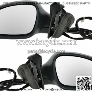 2 Piece Driver and Passenger Side Mirror Assembly Set, Electric Adjustment, Heated, No Memory, Gray, Compatible with 2006-2010 Volkswagen Passat (VW1320136 VW1321136)