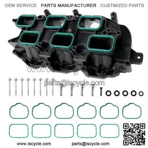 Lower Intake Manifold with Gasket for 2011-2021 Dodge Charger, Challenger, Durango, Jeep Wrangler, Grand Cherokee, RAM 1500, ProMaster, Chrysler 200, 300, Town & Country ?C 3.6L Pentastar V6 ?C Replaces 05184199AF