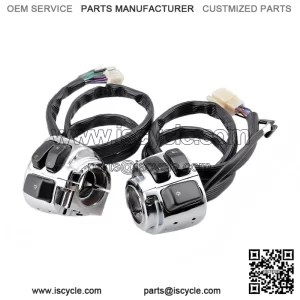 Chrome 1" Handlebar Control Switches with Wiring Harness for Harley Sportster Dyna