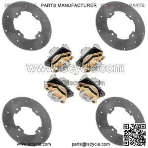 For Arctic Cat Wildcat 1000 2013 Front Left & Right Rear Brake Disc w/Calipers