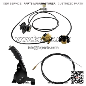Hydraulic Brake Caliper with Hand Brake Lever and Cable, for Go Karts, Golf Carts, ATVs, and Buggies.