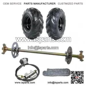 29" Inch Rear Live Axle Kit for Go Karts, includes 6" Wheels, Brake, and Chain, suitable for ATV, Golf, UTV, and Mini Bikes.