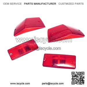 Red Front & Rear Indicator Lens Set (Left/Right) for VESPA PX, PE, T5 & TX.