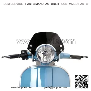SMALL BLACK FLYSCREEN WITH CHROME BRACKETS ?C For Vespa PX, LML, Star
