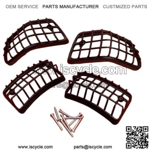 Black Front and Rear Indicator Grills with Fixings for VESPA PX, PE, T5 & TX.