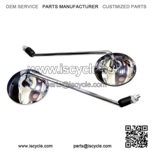 Long Stem Round Side Rear View Mirrors with Brackets for Vespa PX Lusso, LML & P200.