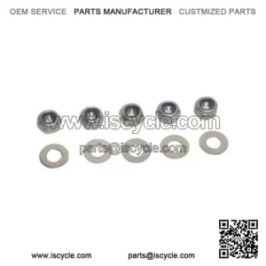 Stainless Steel Wheel Nut Kit (5x Nyloc Nuts & Flat Washers) for Vespa PX125 & P200E.