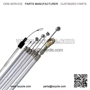 Grey Teflon-Lined Friction-Free Cable Set for Vespa PX 125/150/200 Disc Brake Models.